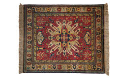 4.5x5.5 Vintage Indian Kazak Design Square Rug // ONH Item mc001759