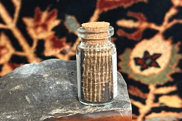 Tiny Antique Rug Fragment in a Bottle Souvenir