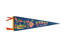 Vintage Hawaii The 50th State Felt Flag Pennant