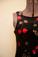 Vintage Floral Black Tight Dress // ONH Item 1603 Image 1