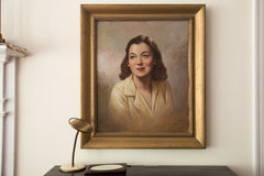 Large Portrait of a Woman oil painting circa 1950 // ONH Item 1785