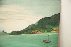 Island Painting with Man on a Little Boat // ONH Item 1793 Image 2