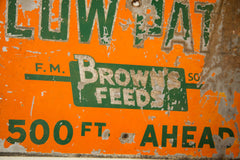 Antique Cow Path Metal Sign Browns Feeds // ONH Item 1841 Image 4