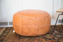 Antique Revival Leather Moroccan Pouf Ottoman - Camel Brown // ONH Item 1991-1A Image 7