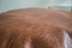 Antique Revival Leather Moroccan Pouf Ottoman - Natural Brown // ONH Item 1991 Image 5