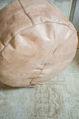 Antique Revival Leather Moroccan Pouf Ottoman - Nude // ONH Item 1993 Image 3