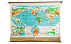 Vintage Denoyer Geppert World Pull Down Map // ONH Item 2201