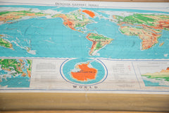 Vintage Denoyer Geppert World Pull Down Map // ONH Item 2201 Image 1