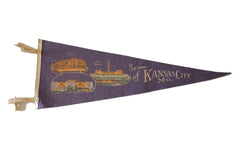 Souvenir of Kansas City Mo. Vintage Felt Flag // ONH Item 2539