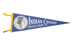 Vintage Indian Caverns Spruce Creek PA Felt Flag Banner // ONH Item 2815
