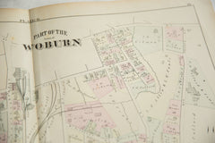 Antique Woburn Massachusetts Atlas Map Plate B