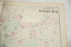 Antique Woburn Massachusetts Atlas Map Plate D