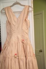 Vintage 50s Blush Pink Dress with Roses // ONH Item 1700 Image 9