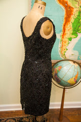 Vintage 80s Little Black Sequin Dress // ONH Item 1705 Image 3