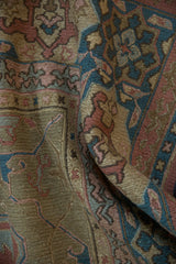6.5x9 Vintage Tea Washed Indian Serapi Soumac Design Carpet // ONH Item mc002056 Image 7