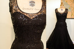 Vintage 50s Sequin and Lace Evening Gown // ONH Item 1689
