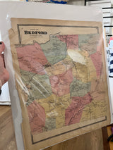 Late 19th-century hand-colored Bedford Katonah NY map, with aged paper held in sleeve.
