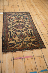 Full perspective view of a vintage Mehriban runner with floral bouquets and intricate meandering borders.