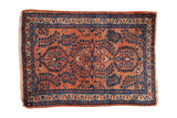 Vintage Persian Lilihan rug, terracotta field with sapphire blue millefleur design, circa 1930s, 1'11