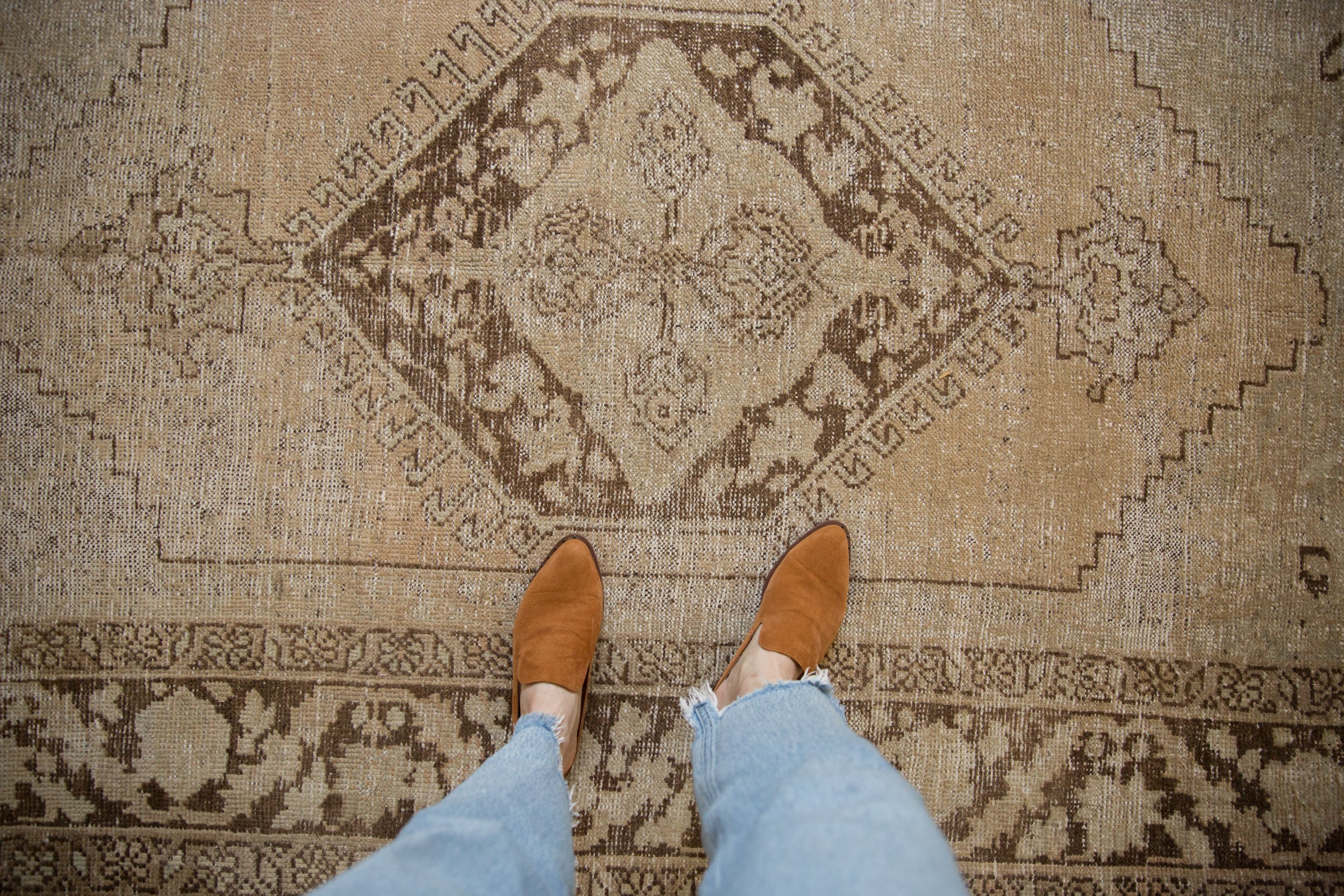 Vintage Distressed Oushak Carpet // ONH Item: 11011, Image 1