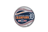 Vintage Detroit Tigers 2006 ALCS Champions round felt pennant with baseball stitching design.