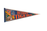 Detroit Tigers vintage felt flag pennant showing classic team logo, bat, and glove graphics.