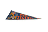 Detailed view of the baseball bat, glove, and American League logo on the vintage pennant.