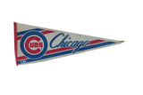 Vintage Chicago Cubs felt pennant, circa 1990s, red, white, and blue team logo, 12x30.