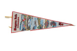 Vintage Niagara Falls Canada felt pennant featuring colorful travel scene illustrations and a red trim.