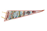 Angled view of the vintage Niagara Falls Canada pennant showing its full length and graphic illustrations.