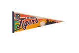 Vintage Detroit Tigers felt pennant with classic blue and orange team logo and graphics.