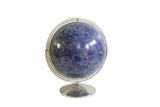 Vintage 1960s astrology globe in deep blue with gold constellations and a chrome stand, 12 inch.