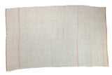 Vintage Turkish hemp kilim carpet with pink banded stripes over a neutral ivory plain-weave field.