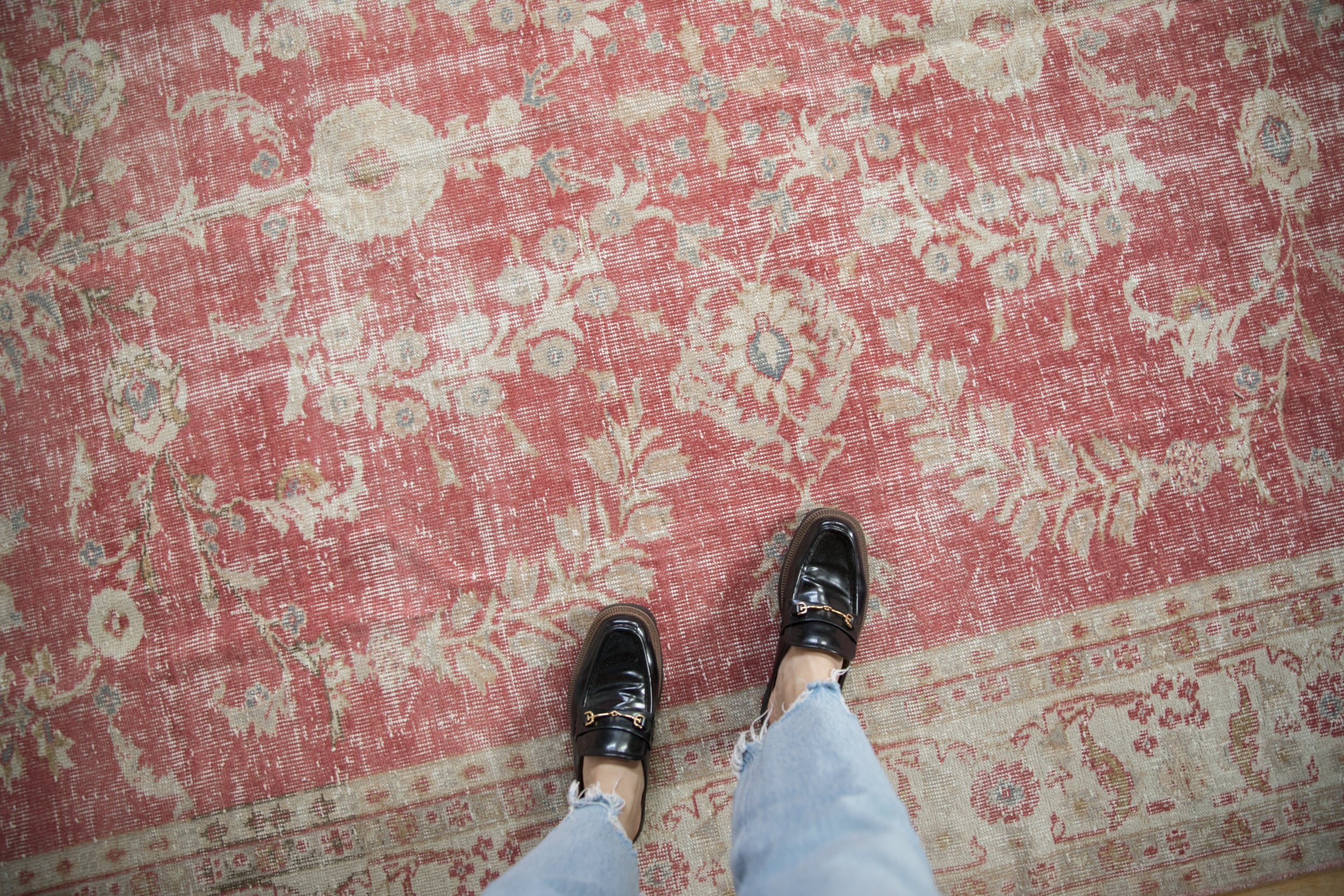 Vintage Distressed Oushak Carpet / ONH item 12204, Image 1