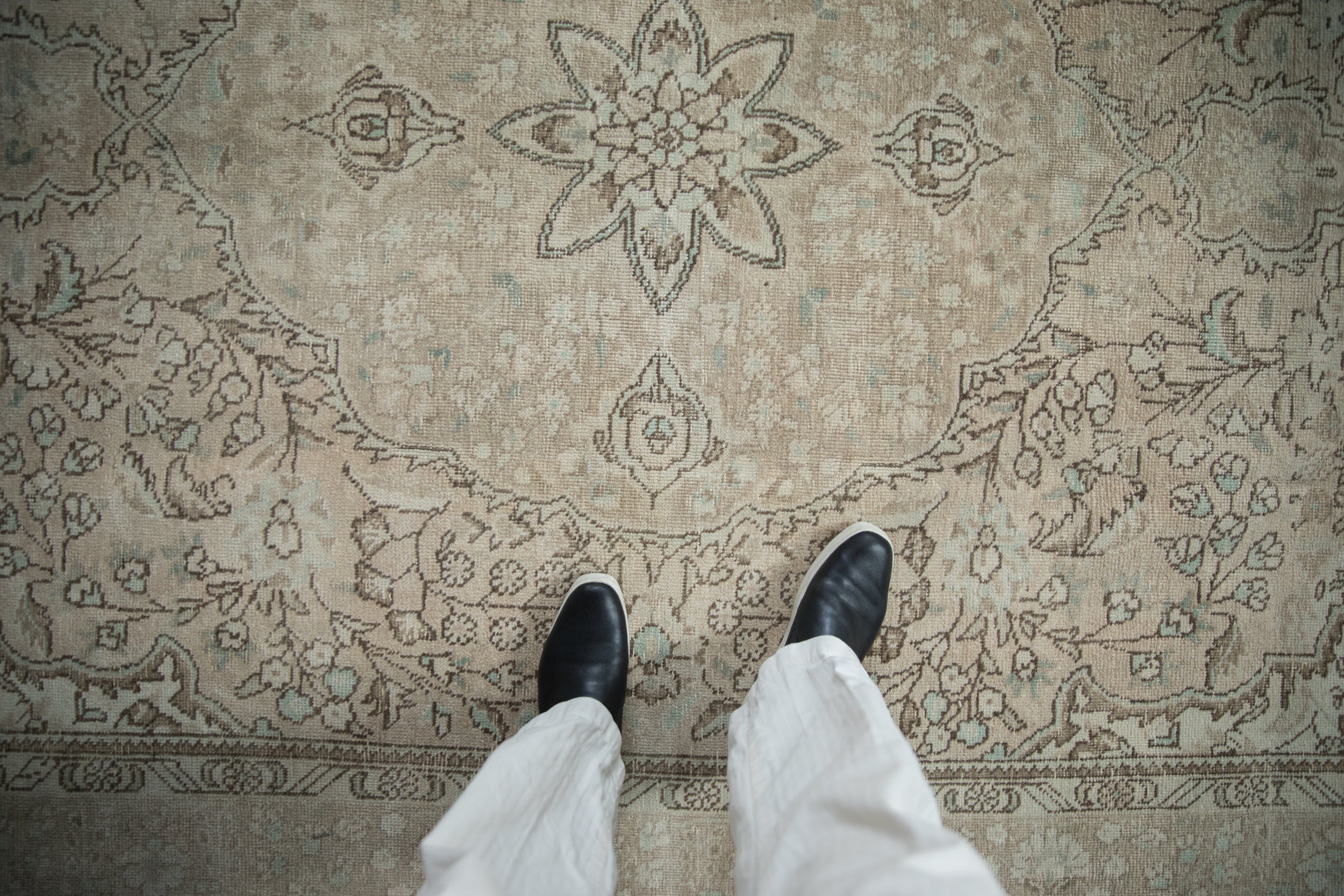 Vintage Distressed Turkish Tabriz Design Carpet // ONH Item: 12218, Image 1