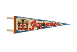 Vintage Jamaica felt pennant with national coat of arms, red 