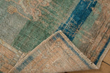 Hand-knotted foundation and restored side cord of a vintage Turkish Oushak rug corner.