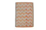 Distressed vintage Oushak rug with lightning chevron pattern in ivory, orange, and rust. 1'3