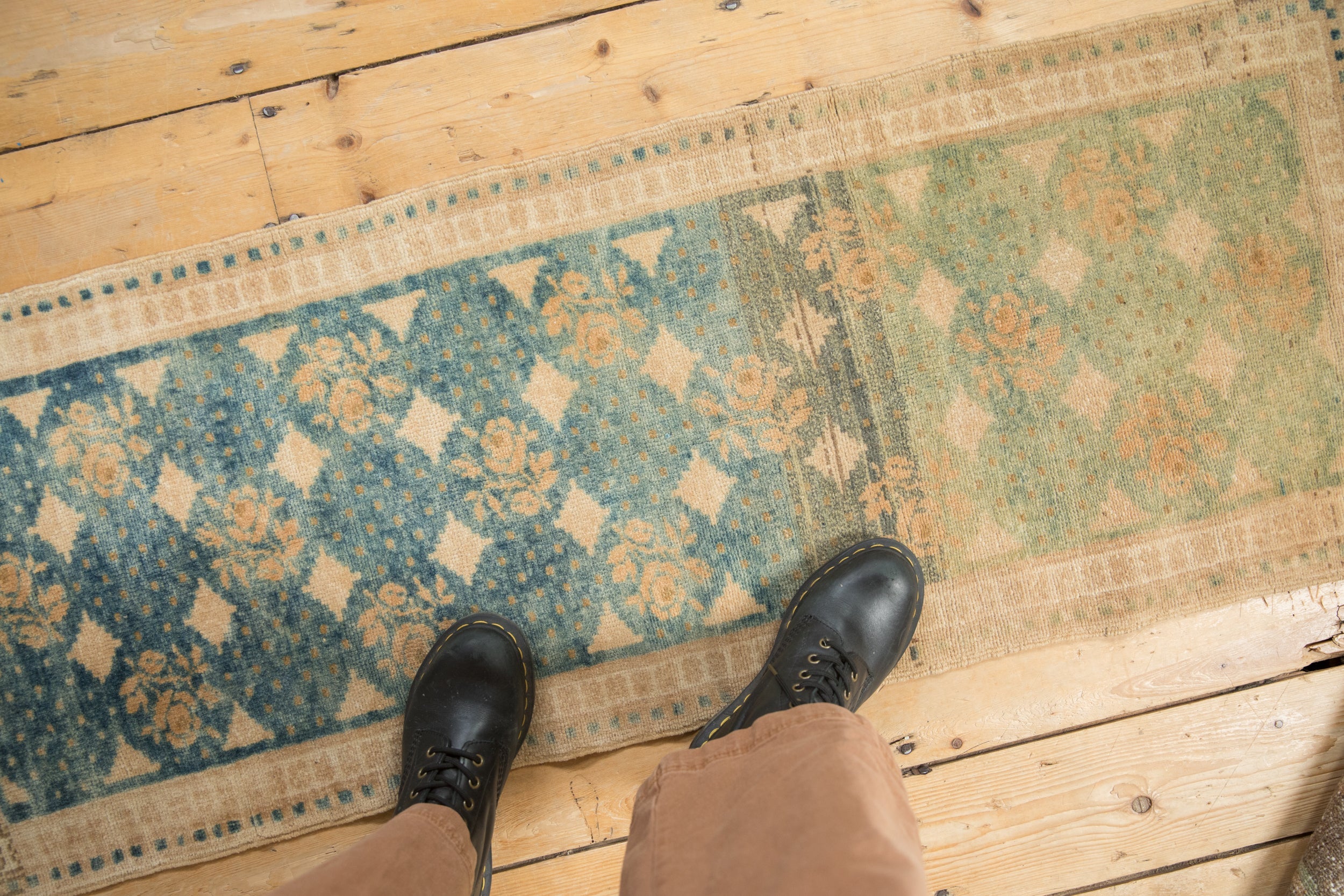 Vintage Distressed Oushak Rug Mat Runner // ONH Item: 12528, Image 1