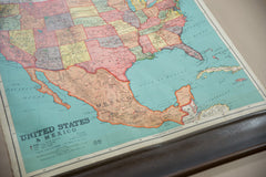 Vintage Nystrom Pull Down Map of the United States and Mexico