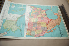 Vintage Nystrom Pull Down Map of the United States and Mexico