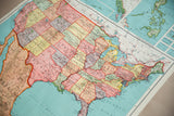 Vintage Nystrom pull-down map detail of southeastern US, Atlantic, and pastel colors.