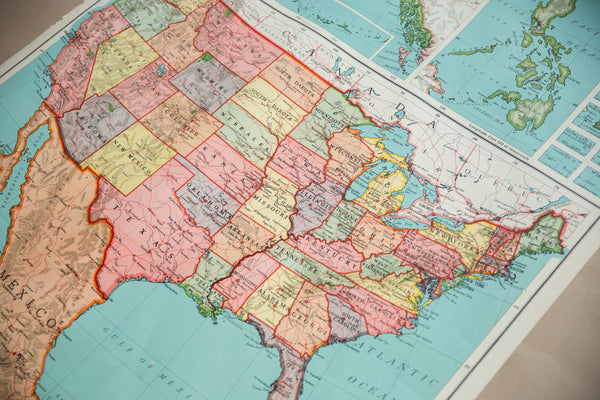 Vintage Nystrom Pull Down Map of the United States and Mexico // ONH Item: 12557, Image 9