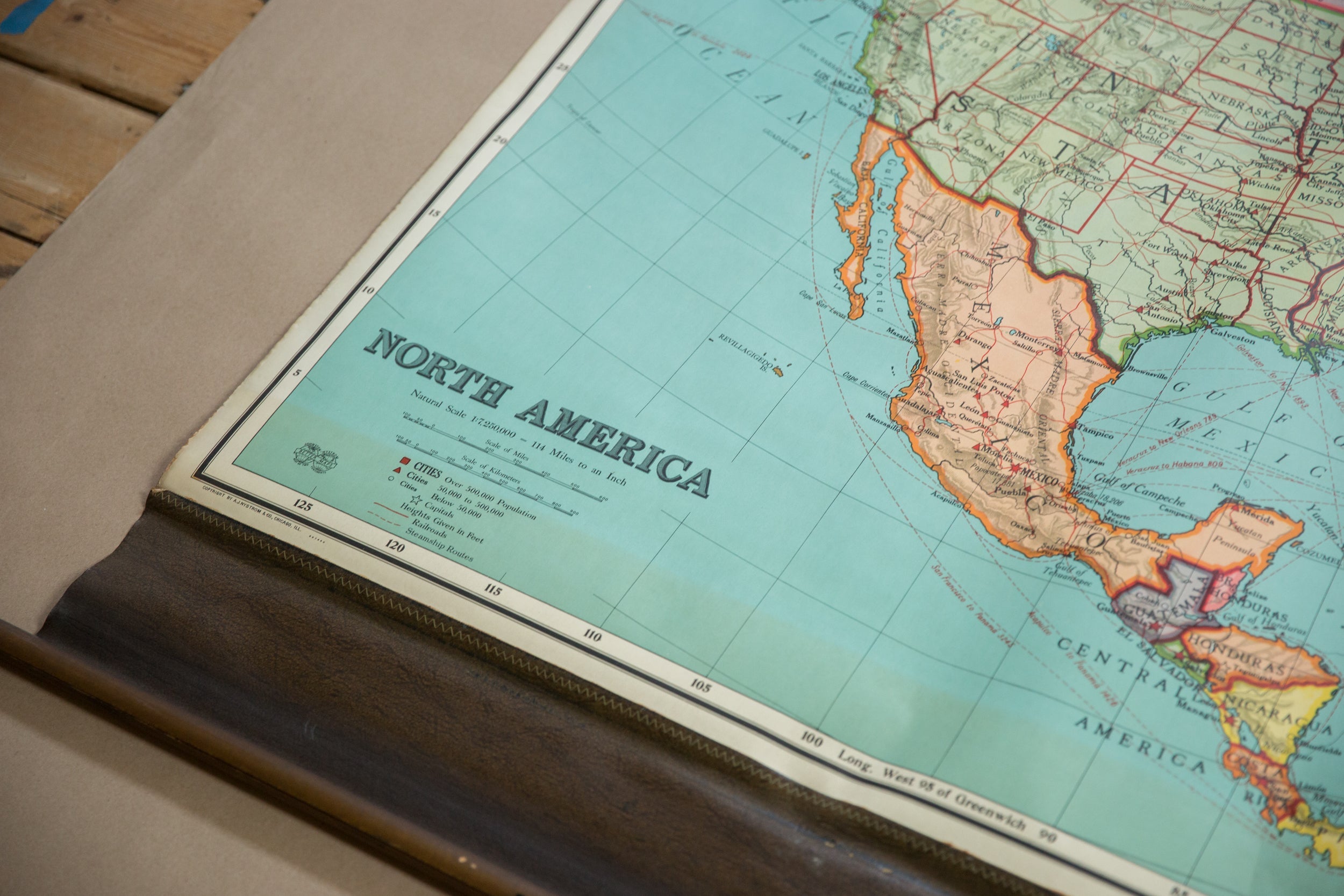 Vintage Nystrom Pull Down Map of North America // ONH Item: 12558, Image 1