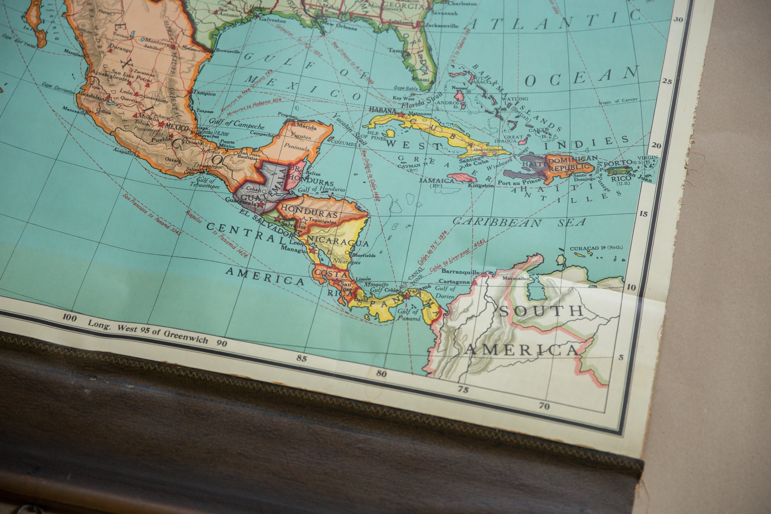 Vintage Nystrom Pull Down Map of North America