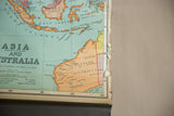 Nystrom pull down map detail of Australia, Asia text, and the torn right side.