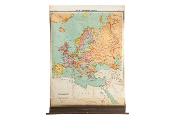 Vintage Nystrom Pull Down Map of Europe // ONH Item: 12560