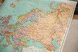 Vintage Nystrom pull down map highlighting the Kara Sea and northern Soviet Union.