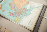 Bottom right detail of the Vintage Nystrom Europe map showing Spain, Morocco, and roller dowel.