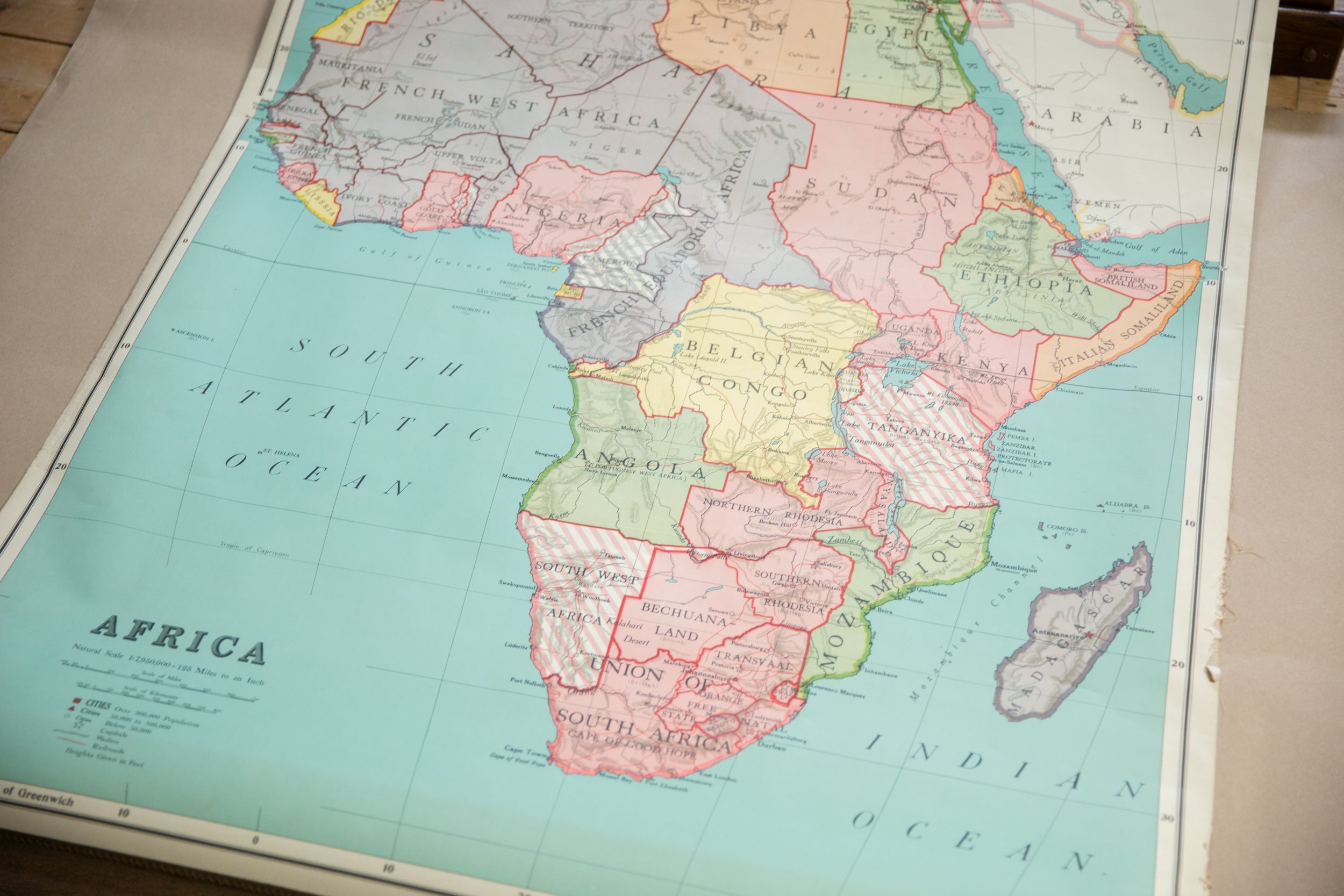 Vintage Nystrom Pull Down Map of Africa // ONH Item: 12561, Image 1